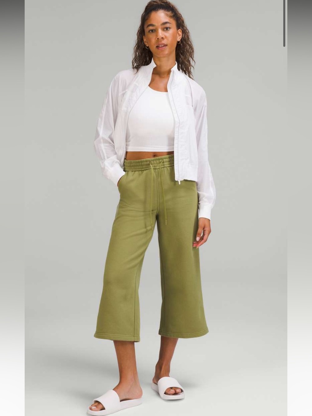 109. Lululemon $118 Loungeful High-Rise Wide Leg Crop Bronze Green 8